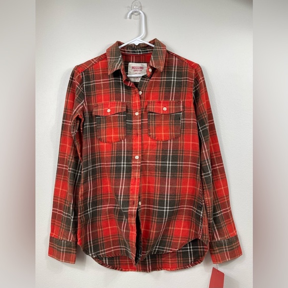 Mossimo Supply Co Women's Flannel Red Plaid Button-Up Shirt Cotton Size SP - Picture 1 of 12